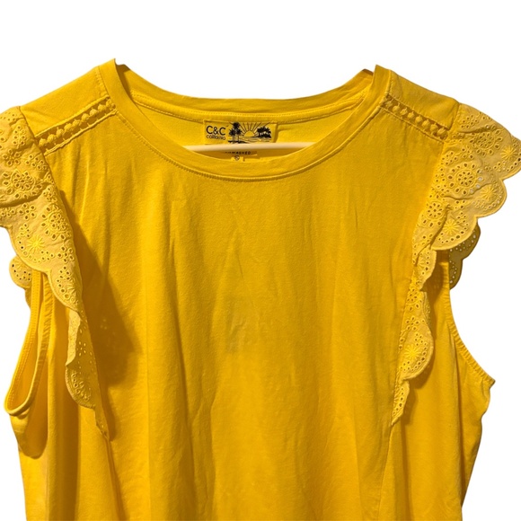 NWT-C&C California Yellow Ruffle Tank Top - Picture 4 of 15